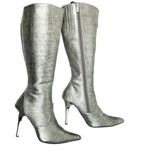 Colin stuart silver gator skin boots size 5
